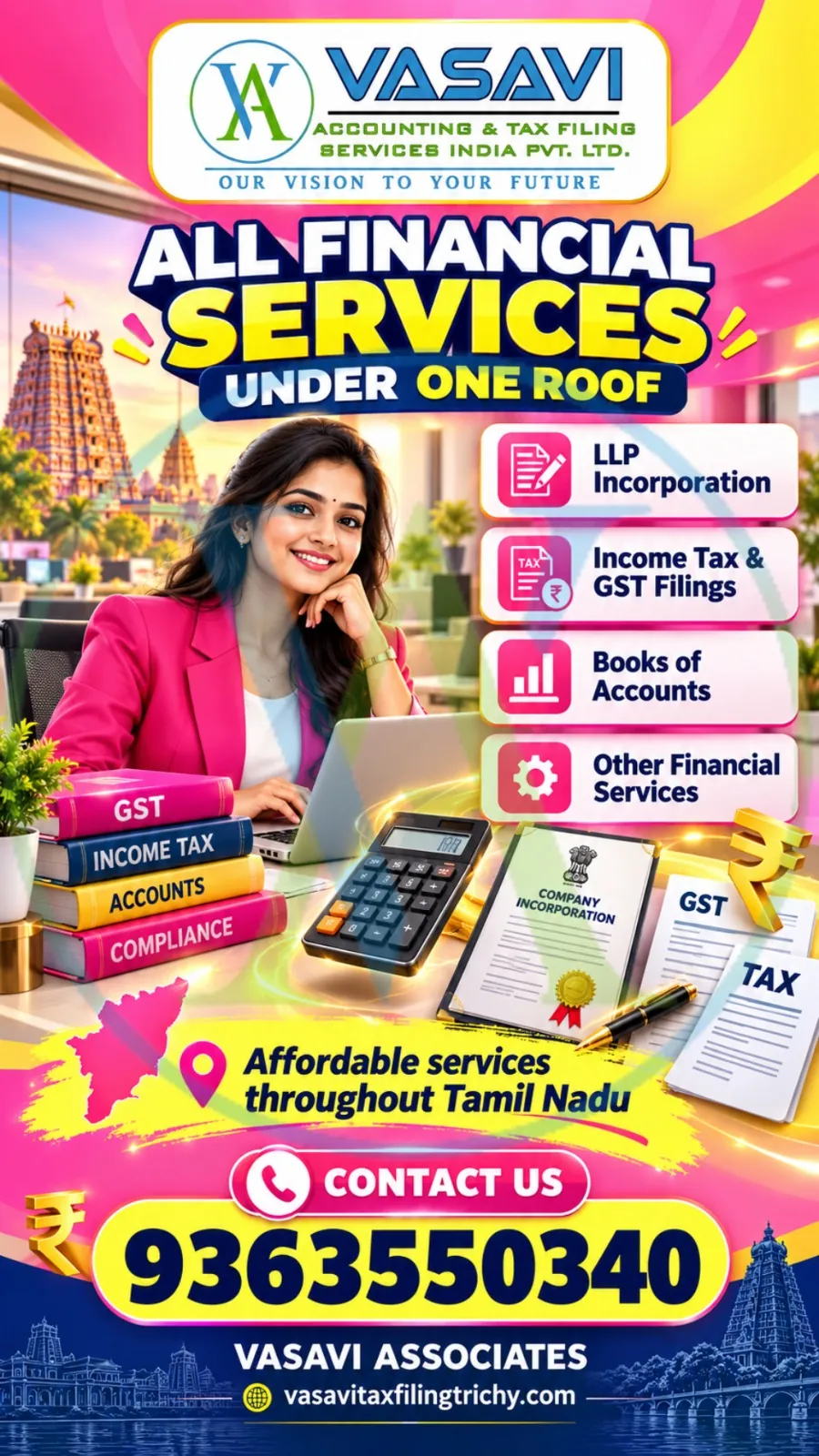 Vasavi Associates poster: All Financial Services under one roof